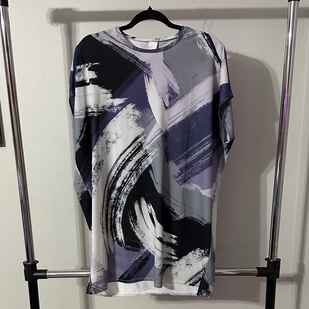 Abstract Print Women's Tunic - Black, Gray, Purple